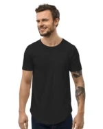 Black Longline Curved T-Shirt - Image 2