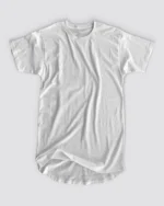 White Longline Curved T-Shirt