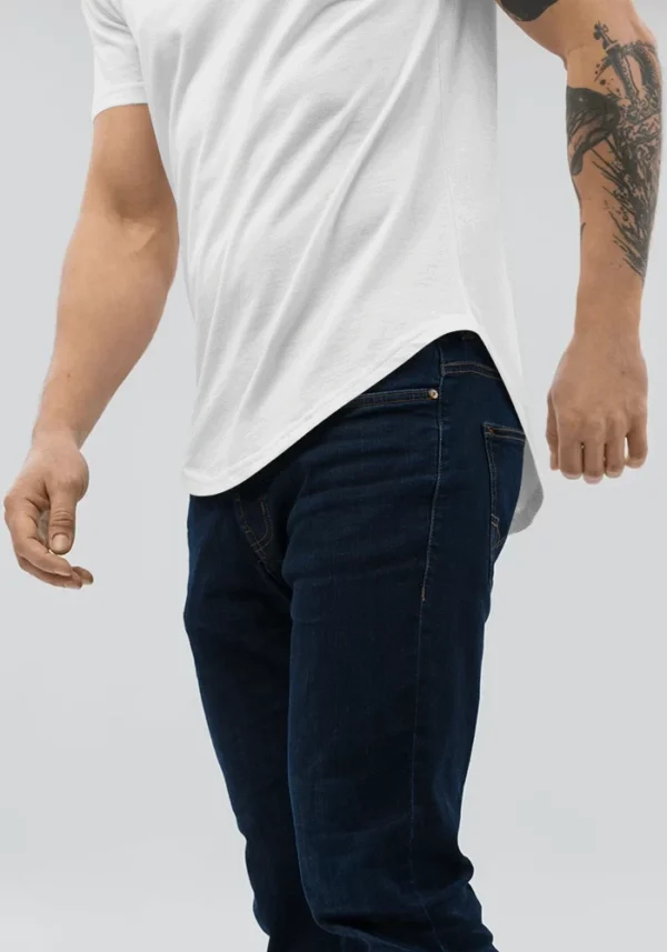 White Longline Curved T-Shirt - Image 5
