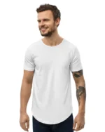 White Longline Curved T-Shirt - Image 2