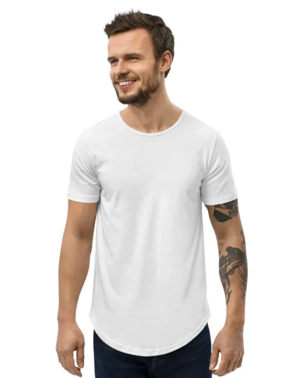 White Longline Curved T-Shirt - Image 2