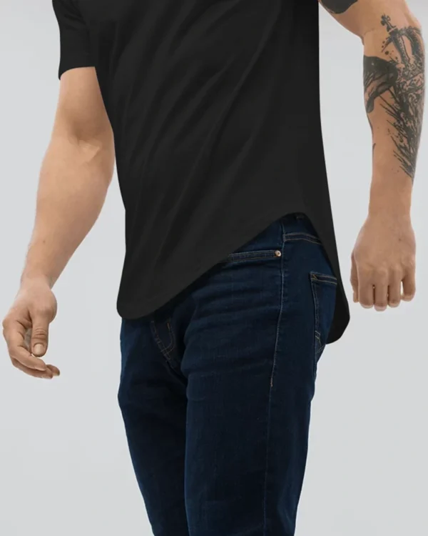 Black Longline Curved T-Shirt - Image 5